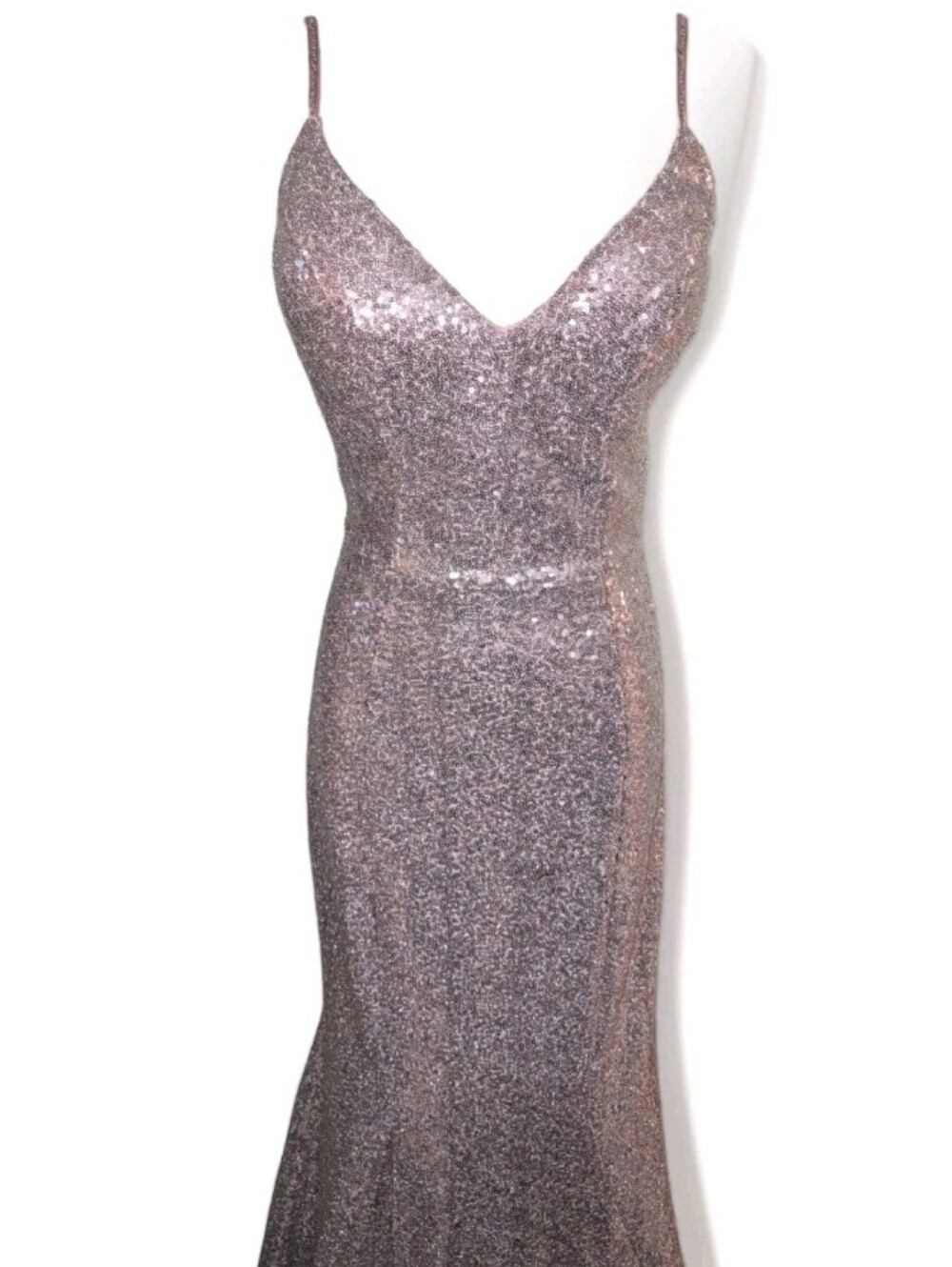 Ellie Wilde Rose Gold Sequin Gown Size 4 $375 - Picture 5 of 6